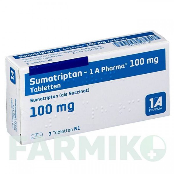 СУМАТРИПТАН (SUMATRIPTAN) 100 мг таблетки 3 шт - Суматриптан 1 A PHARMA
