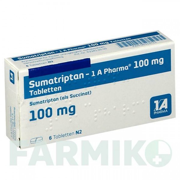 СУМАТРИПТАН (SUMATRIPTAN) 100 мг таблетки 6 шт - Суматриптан 1 A PHARMA