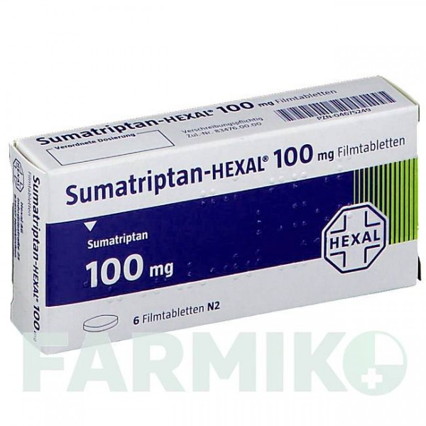 СУМАТРИПТАН (SUMATRIPTAN) 100 мг таблетки 6 шт - Суматриптан HEXAL
