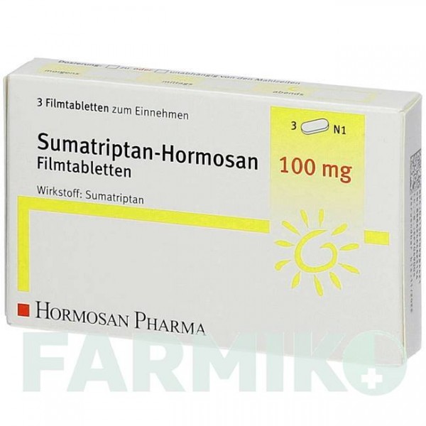 СУМАТРИПТАН (SUMATRIPTAN) 100 мг таблетки 3 шт - Суматриптан HORMOSAN PHARMA