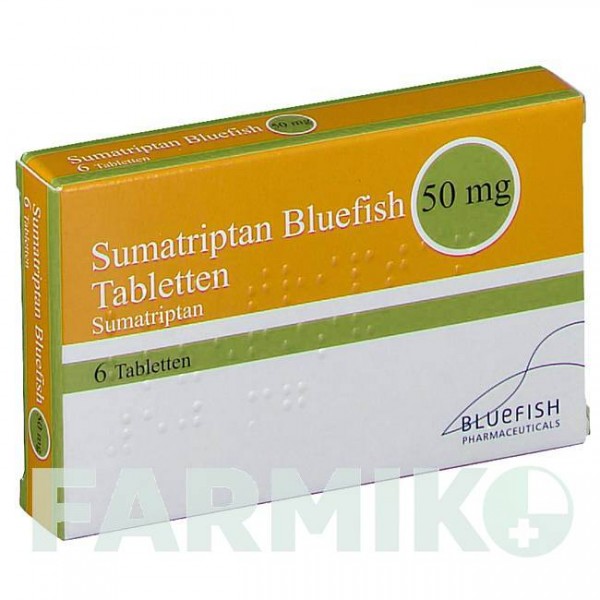 СУМАТРИПТАН (SUMATRIPTAN) 50 мг таблетки 6 шт - Суматриптан BLUEFISH