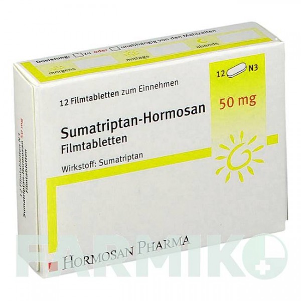 СУМАТРИПТАН (SUMATRIPTAN) 50 мг таблетки 12 шт - Суматриптан HORMOSAN PHARMA