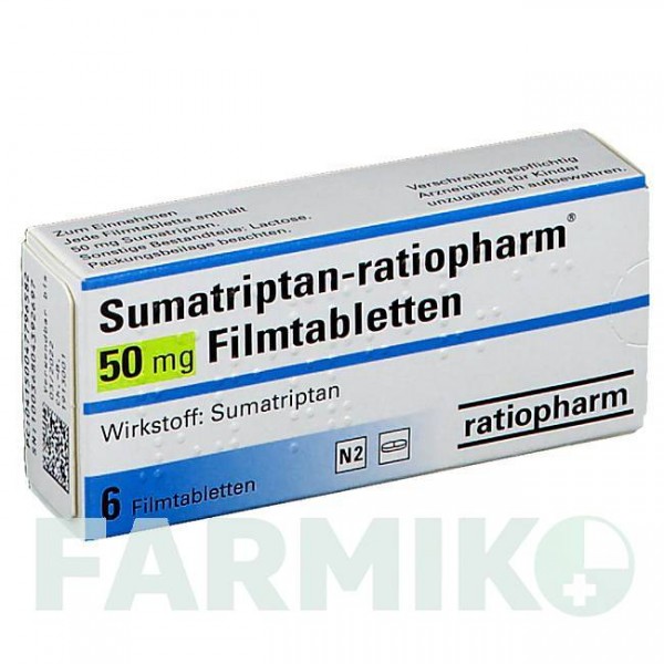 СУМАТРИПТАН (SUMATRIPTAN) 50 мг таблетки 6 шт - Суматриптан RATIOPHARM
