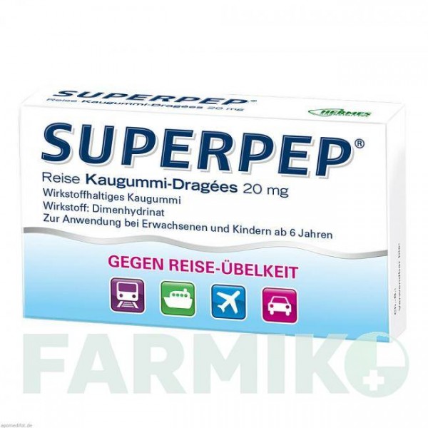 СУПЕРПЕП (SUPERPEP) 20 мг драже 10 шт - Дименгідринат HERMES