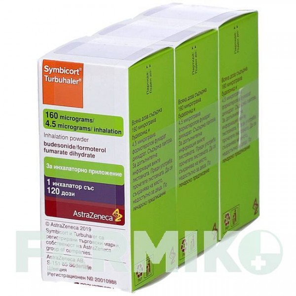 СИМБИКОРТ (SYMBICORT) 160/4,5 мкг/доза 120 доз порошок 3 шт - Формотерол, Будесонид ACA MULLER-ADAG PHARMA