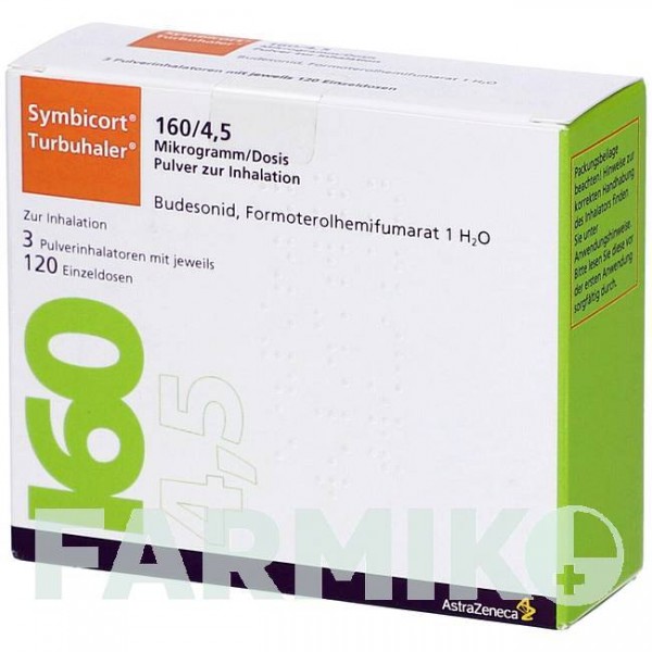 СИМБИКОРТ (SYMBICORT) 160/4,5 мкг/доза 120 доз порошок 3 шт - Формотерол, Будесонид ORIFARM