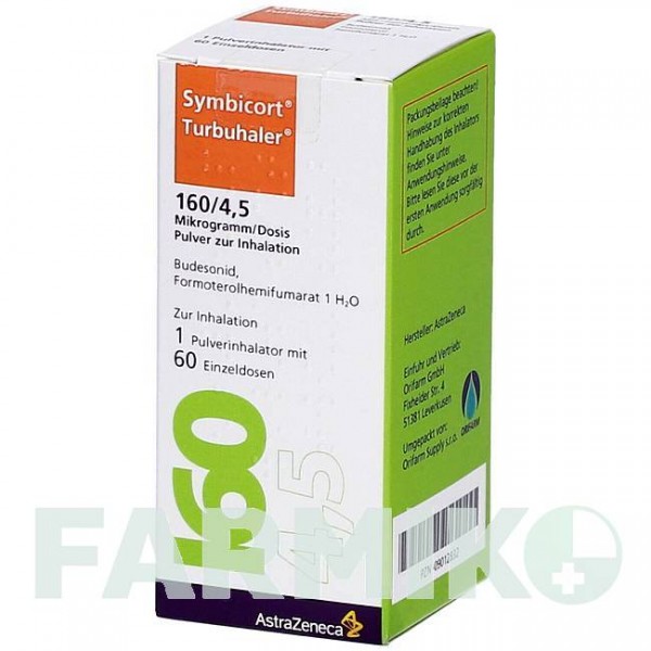 СИМБИКОРТ (SYMBICORT) 160/4,5 мкг/доза 60 доз порошок 1 шт - Формотерол, Будесонид ORIFARM