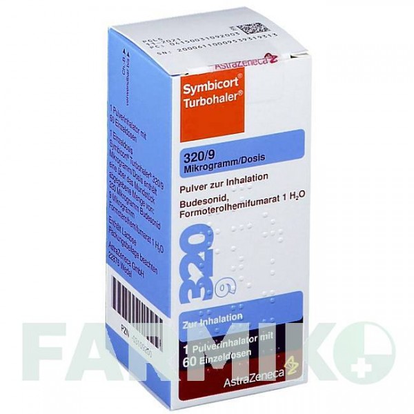СИМБИКОРТ (SYMBICORT) 320/9 мкг/доза 60 доз порошок 1 шт - Формотерол, Будесонид ASTRAZENECA