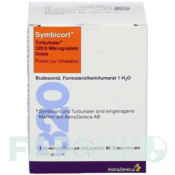 СІМБІКОРТ (SYMBICORT) 320/9 мкг/доза 60 доз порошок 3 шт - Формотерол, Будесонід KOHLPHARMA