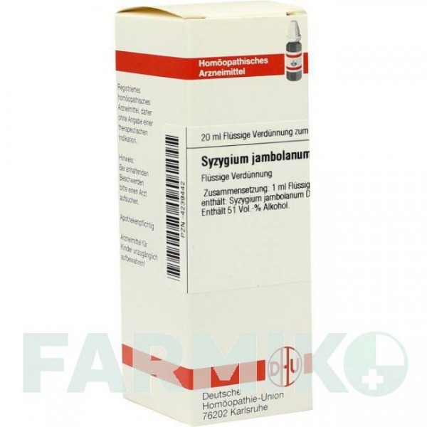 СИЗИГИУМ ДЖАМБОЛАНУМ (SYZYGIUM JAMBOLANUM) D 4 раствор 20 мл - Гомеопатия DHU