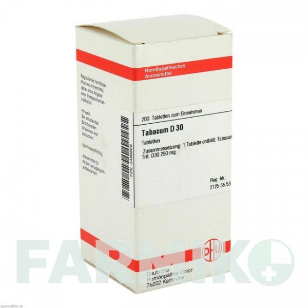 ТАБАКУМ (TABACUM) D 30 таблетки 200 шт - Гомеопатия DHU