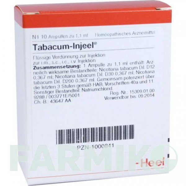 ТАБАКУМ ИНЬЕЛЬ (TABACUM INJEEL) ампулы 10 шт - Гомеопатия BIOLOGISCHE HEILMITTEL HEEL
