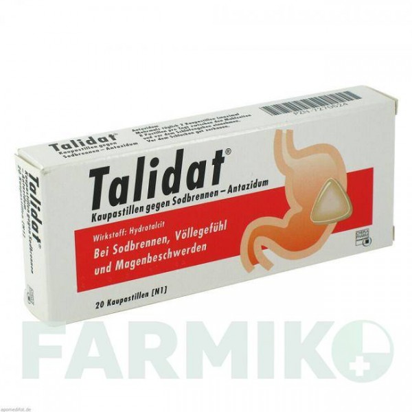 ТАЛІДАТ (TALIDAT) пастилки 20 шт - Гідротальцит CHEPLAPHARM