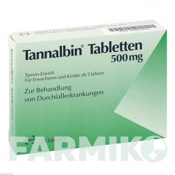ТАННАЛБІН (TANNALBIN) таблетки 20 шт - Альбумін таннат MEDICE PUTTER
