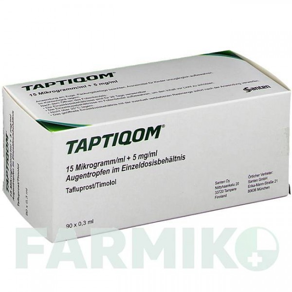 ТАПТИКОМ (TAPTIQOM) 15 мкг/мл + 5 мг/мл пипетки 90x0,3 мл - Тимолол, Другое SANTEN