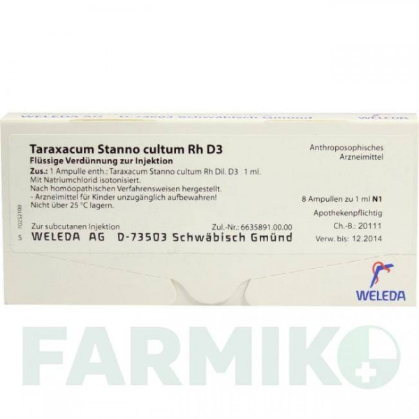 ТАРАКСАКУМ СТАННО (TARAXACUM STANNO) D 3 ампулы 8x1 мл - Гомеопатия WELEDA