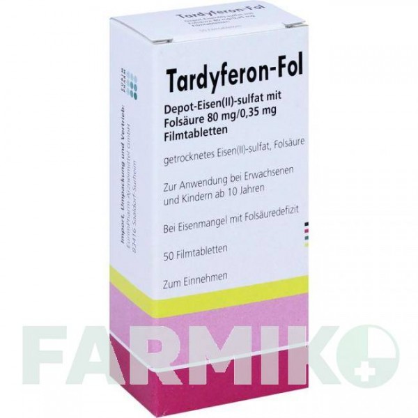 ТАРДИФЕРОН (TARDYFERON) таблетки 50 шт - Железа (II) сульфат EURIMPHARM