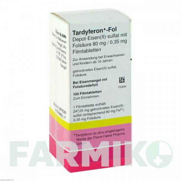 ТАРДИФЕРОН (TARDYFERON) таблетки 100 шт - Железа (II) сульфат KOHLPHARMA
