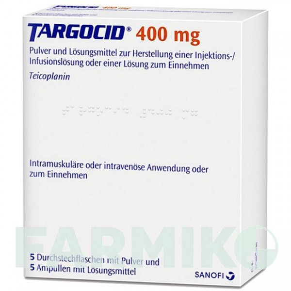 ТАРГОЦИД (TARGOCID) 400 мг порошок 5 шт - Тейкопланин SANOFI