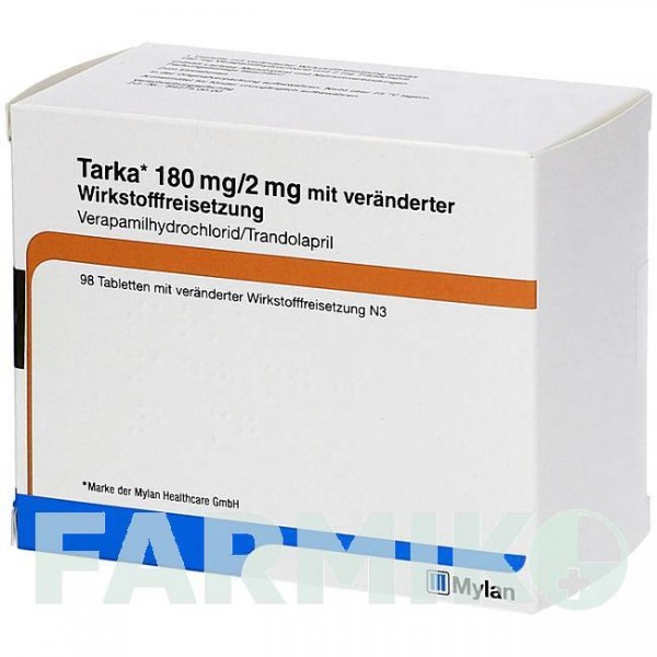 ТАРКА (TARKA) 180 мг/2 мг таблетки 98 шт - Трандолаприл, Верапаміл EMRA-MED