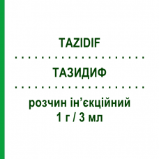 ТАЗИДИФ (TAZIDIF) 1 г/3 мл розчин ін’єкційний 1 шт - Цефтазидим S.F.GROUP