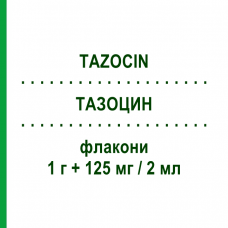 ТАЗОЦИН (TAZOCIN) 1 г + 125 мг/2 мл флакони 1 шт - Піперацилін, Інгібітори бета-лактамаз WYETH LEDERLE