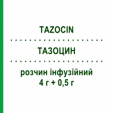ТАЗОЦИН (TAZOCIN) 4 г + 0,5 г розчин інфузійний 12 шт - Піперацилін, Інгібітори бета-лактамаз PFIZER