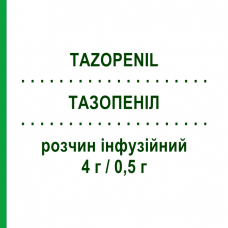 ТАЗОПЕНІЛ (TAZOPENIL) 4 г/0,5 г розчин інфузійний 1 шт - Піперацилін, Інгібітори бета-лактамаз AESCULAPIUS FARMACEUTICI