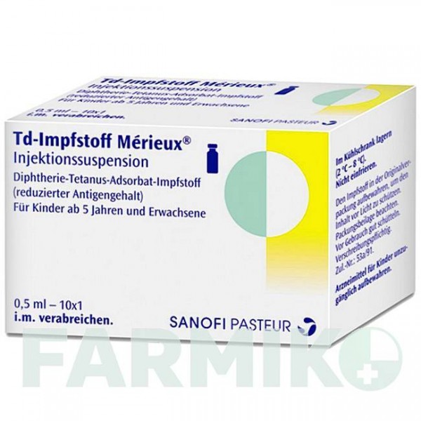 ТД ИМПСТОФФ МЕРИЕС (TD IMPFSTOFF MERIEUX) флакон 10x1 шт - Столбнячный токсоид, Дифтерийный токсоид SANOFI