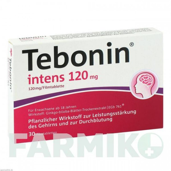 ТЕБОНИН (TEBONIN) 120 мг таблетки 30 шт - Экстракт листьев гинкго билоба DR.WILLMAR SCHWABE