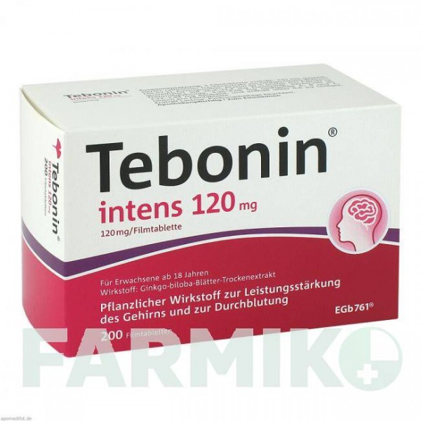 ТЕБОНИН (TEBONIN) 120 мг таблетки 200 шт - Экстракт листьев гинкго билоба DR.WILLMAR SCHWABE