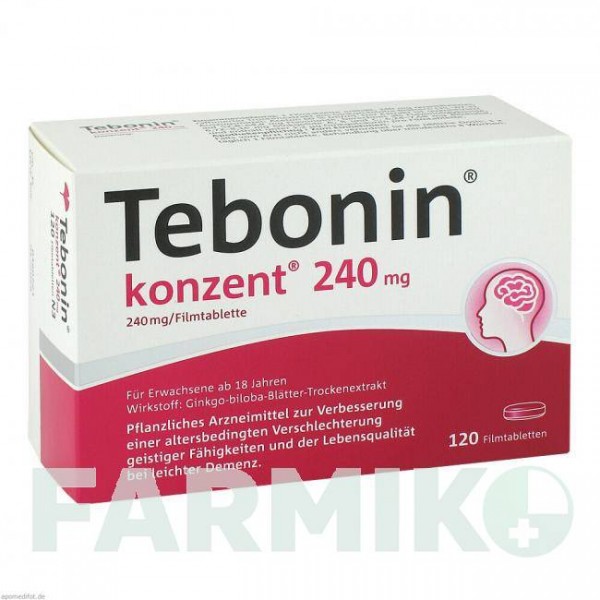 ТЕБОНИН (TEBONIN) 240 мг таблетки 120 шт - Экстракт листьев гинкго билоба DR.WILLMAR SCHWABE