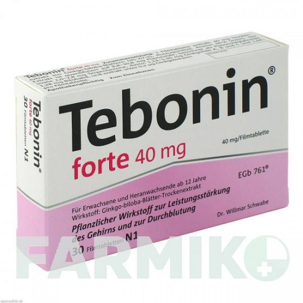 ТЕБОНИН (TEBONIN) 40 мг таблетки 30 шт - Экстракт листьев гинкго билоба DR.WILLMAR SCHWABE