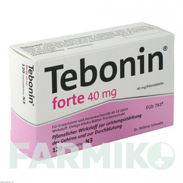 ТЕБОНИН (TEBONIN) 40 мг таблетки 120 шт - Экстракт листьев гинкго билоба DR.WILLMAR SCHWABE