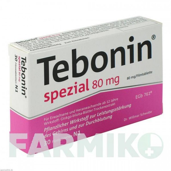ТЕБОНИН (TEBONIN) 80 мг таблетки 30 шт - Экстракт листьев гинкго билоба DR.WILLMAR SCHWABE