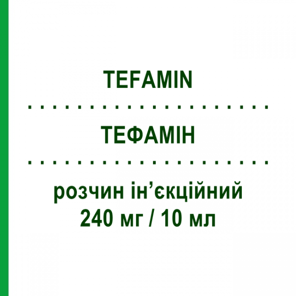 ТЕФАМІН (TEFAMIN) 240 мг/10 мл розчин ін&rsquo;єкційний 5 шт 10 мл - Амінофілін RECORDATI