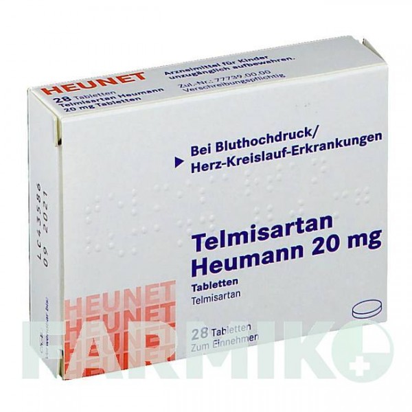 ТЕЛМИСАРТАН (TELMISARTAN) 20 мг таблетки 28 шт - Телмисартан HEUNET PHARMA