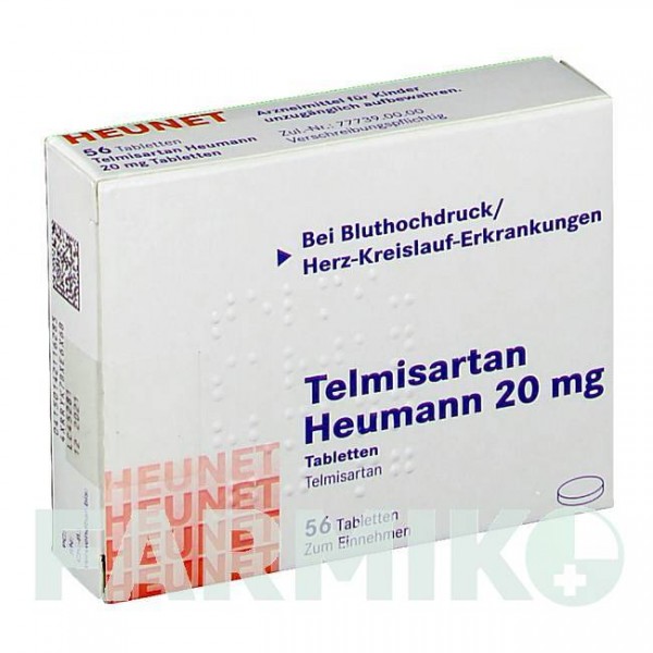 ТЕЛМІСАРТАН (TELMISARTAN) 20 мг таблетки 56 шт - Телмісартан HEUNET PHARMA