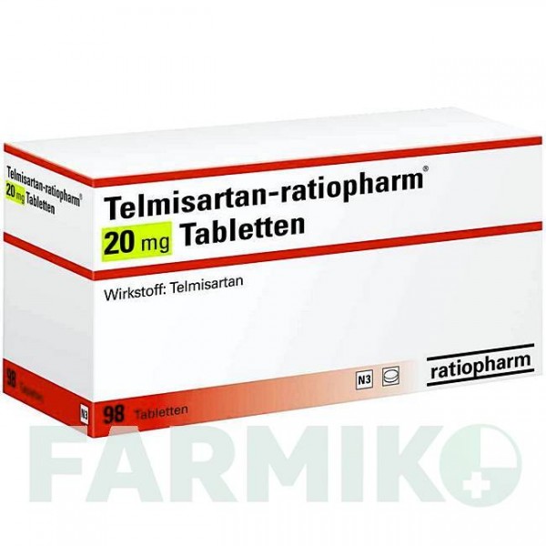 ТЕЛМИСАРТАН (TELMISARTAN) 20 мг таблетки 98 шт - Телмисартан RATIOPHARM