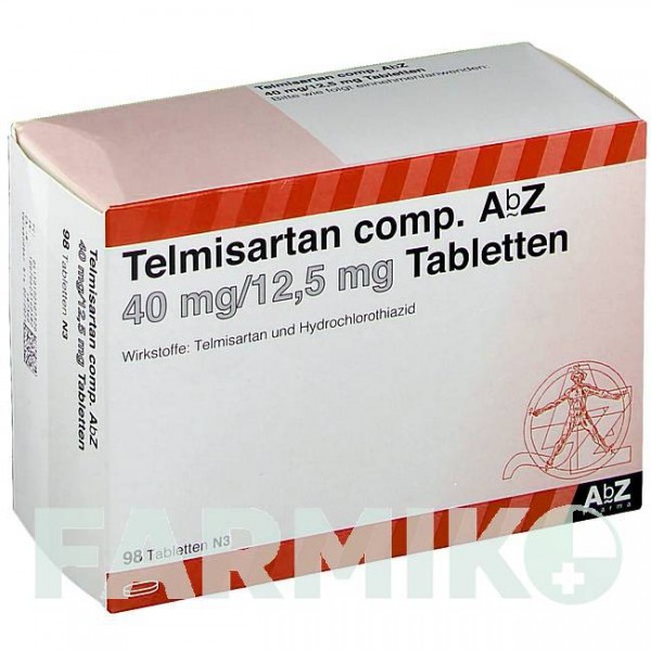 ТЕЛМИСАРТАН (TELMISARTAN) 40 мг/12,5 мг таблетки 98 шт - Телмисартан, Гидрохлоротиазид ABZ PHARMA
