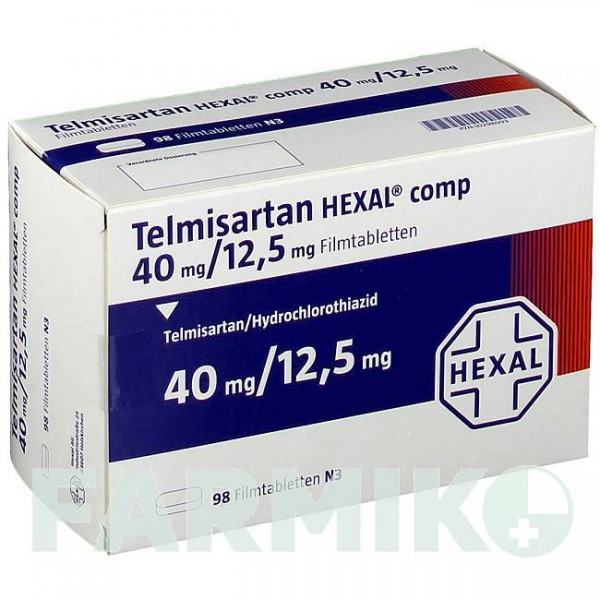 ТЕЛМІСАРТАН (TELMISARTAN) 40 мг/12,5 мг таблетки 98 шт - Телмісартан, Гідрохлоротіазид HEXAL