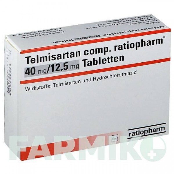 ТЕЛМИСАРТАН (TELMISARTAN) 40 мг/12,5 мг таблетки 28 шт - Телмисартан, Гидрохлоротиазид RATIOPHARM