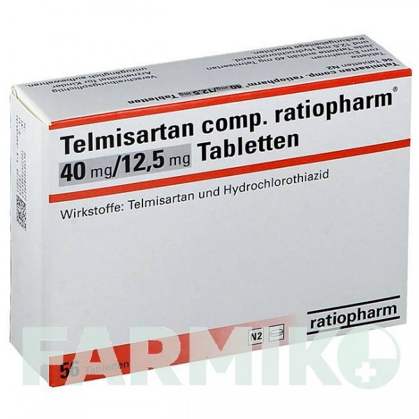 ТЕЛМИСАРТАН (TELMISARTAN) 40 мг/12,5 мг таблетки 56 шт - Телмисартан, Гидрохлоротиазид RATIOPHARM