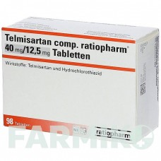 ТЕЛМИСАРТАН (TELMISARTAN) 40 мг/12,5 мг таблетки 98 шт - Телмисартан, Гидрохлоротиазид RATIOPHARM