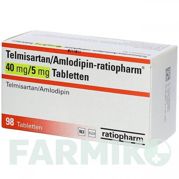 ТЕЛМИСАРТАН (TELMISARTAN) 40 мг/5 мг таблетки 98 шт - Телмисартан, Гидрохлоротиазид RATIOPHARM