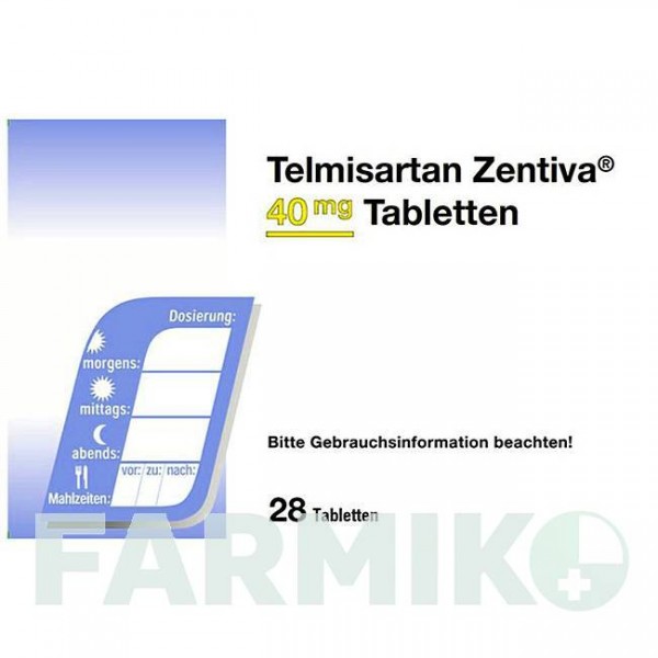 ТЕЛМИСАРТАН (TELMISARTAN) 40 мг таблетки 28 шт - Телмисартан ZENTIVA