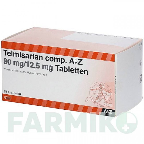 ТЕЛМИСАРТАН (TELMISARTAN) 80 мг/12,5 мг таблетки 56 шт - Телмисартан, Гидрохлоротиазид ABZ PHARMA