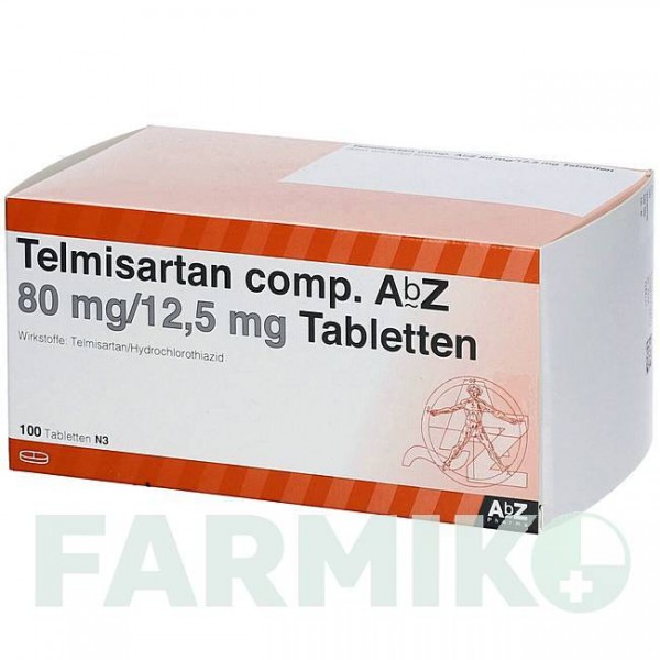 ТЕЛМИСАРТАН (TELMISARTAN) 80 мг/12,5 мг таблетки 100 шт - Телмисартан, Гидрохлоротиазид ABZ PHARMA