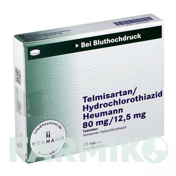 ТЕЛМІСАРТАН (TELMISARTAN) 80 мг/12,5 мг таблетки 28 шт - Телмісартан, Гідрохлоротіазид HEUMANN PHARMA
