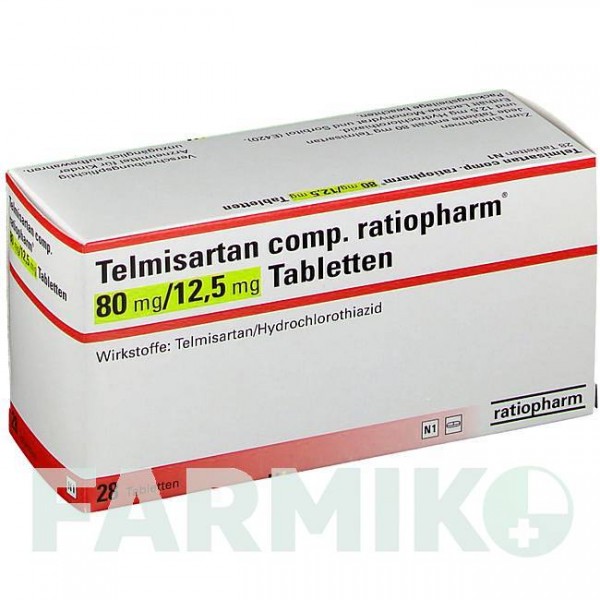 ТЕЛМИСАРТАН (TELMISARTAN) 80 мг/12,5 мг таблетки 28 шт - Телмисартан, Гидрохлоротиазид RATIOPHARM